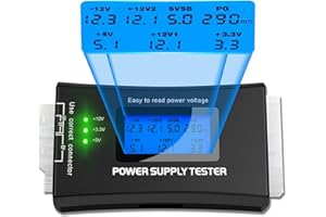 CVMGO 20 24 Pin PC Power Supply Tester Power Detector with LCD Display for SATA LCD Diagnose PSU 4/6/8 Pin Computer PC Energy Supply Tester for ATX ITX BTX PCI-E SATA Computer Energy Supplies 1PC Black