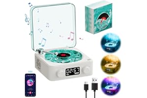 AVCXEC The Waves Vinyl Record Player, Retro Turntable Speaker with 4 Sounds of Nature Retro Bluetooth Record Player With Speaker and RGB Light Wireless Bluetooth Speaker Stereo Sound Sleep Aid (Blue)