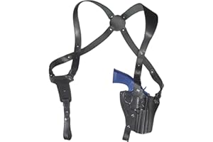 VlaMiTex SR4 Pistolera de Hombro de Cuero K Frame L para Smith and Wesson 10 19 44 66 586 686 / Taurus 65 66 / Colt Python RECK/Ruger GP100 / Ruger Security Six/Ruger Service Six, Negro, 4 Pulgadas