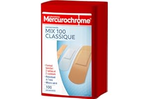 MERCUROCHROME - Pansements Boîte 1er Secours Multi-Usages - 3 formats - Boite de 100 pansements