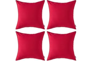 MIULEE Fundas de Cojines Impermeable Cojines Exterior Funda de Almohada Cojin Duradero Decoración Moderna para Sofá Cama Patio Jardín Terraza Silla Balcón 4 Piezas 45x45 cm Rojo