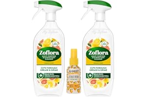 ABL SUPPLIES Zoflora Spray Cleaner Antibacterial Disinfectant Kitchen Surface Cleaner multipurpose Lemon Zing 800ml PLUS Lu-Mist spray (assorted scents)