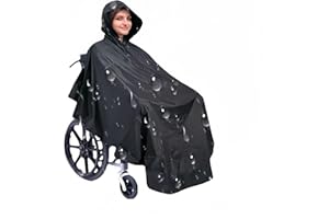 Fonakei Rollstuhl Regenponcho, Rollstuhlabdeckungen wasserdicht mit reflektierenden Streifen (Black)