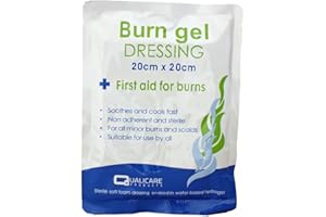 SHB First Aid Burn Gel Dressing 20cm x 20cm Large Size - Emergency Burncare for Scolds & Burns