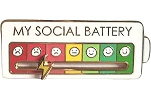PW TOOLS Social Battery Pin - for My Social Battery badge Creative Lapel Pin Fun Enamel Emotional Pin, A Week Social Battery Lapel Slider Pin, Gifts