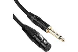 DULUOK 2M XLR to 1/4 Jack Microphone Lead, 3Pin XLR Female to 6.35mm Jack TS Mono Mic Lead Mic Cord Microphone Cable Audio Cable for Speakers Dynamic Microphone Mixer Audio Sound Consoles Power Amplifier