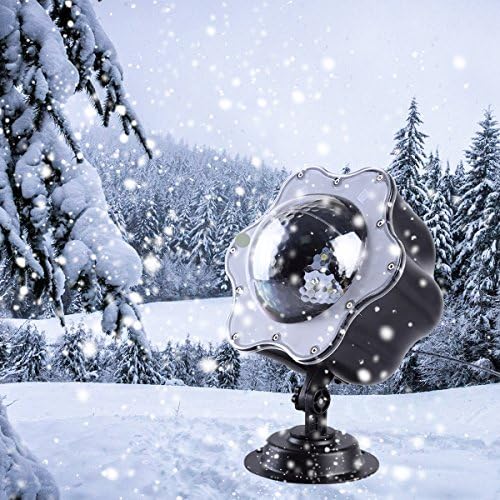 Christmas Projector Light LED Snow Falling Night Lights With Remote Control White Snowflake Flurries Rotating Snowfall Spotlight Outdoor Indoor Landscape Decorative Lighting for Wedding New Year Stage …