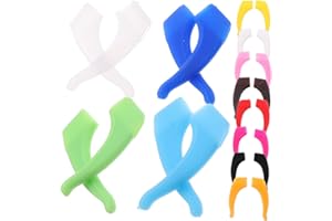 HAPINARY Lot de 12 paires de protège-branches de lunettes et butoirs de lunettes pour enfants - Porte-lunettes en silicone antidérapant - Orange - Pour lunettes de soleil et petits verres