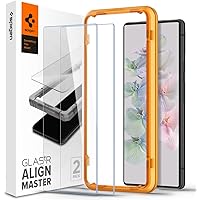 Spigen AlignMaster Skärmskydd kompatibel med Google Pixel 7, 2 Stycken, met sjabloon voor installatie, kristallklart, Respons