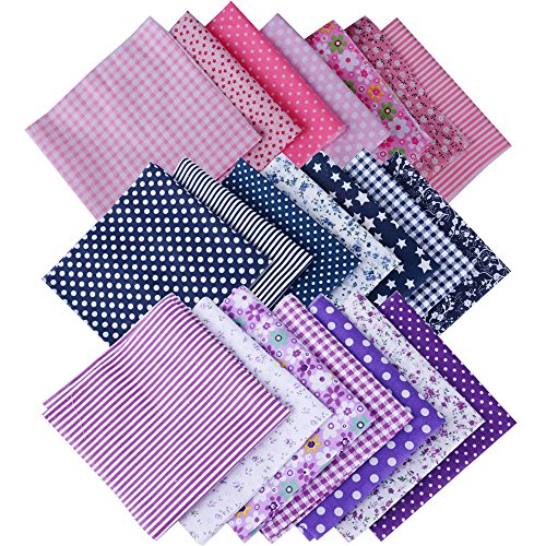 (100% Baumwolle) 42 Stück 6 Farbsystem Patchwork Stoffe 25 x 25 cm Bunte Baumwollstoff Set Stoffpaket DIY Baumwolltuch Stoffreste Paket Stoffpakete - 3