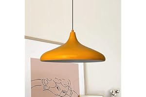 bamyum Champion Suspension Luminaire Vintage, Lustre Salon de 35 cm, Lustre Cuisine en Métal, Lampe E27 Vintage pour Chambre, Suspension Luminaire pour Salle à Manger, Couloir, Jaune Melon