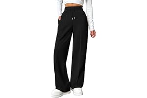 YUGHGH Pantalon Jogging Femme Pantalon de Sport Femme Taille Haute Pantalon Large de Survêtement Femme avec Poches Pantalons de Chaud Décontractés Femme Couleur Unie Sweatpants Hiver pour Fitness