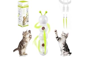 CelestiMingle Wuselwurm Katzenspielzeug – Interaktives Smart Motion Katzen Spielzeug mit Saugnapf und Pelziger Schwanz, Wand- & Fenster-Montage, Katzenspielzeug für Kitten & Erwachsene Katzen (E)