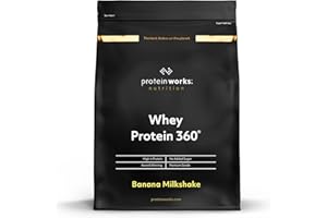 THE PROTEIN WORKS Protein Works - Whey Protein 360, Premium Whey Concentrate Blend, Rich in BCAAs, Full Amino Acid Profile, Digestive Enzymes, Low Fat Protein Shake, Banana Milkshake, 20 Servings, 600g