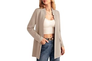 GRACE KARIN Donna Cardigan Lungo a Collo Alto Maglione Aperto sul Davanti Lunghezza metà Coscia