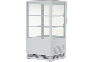 METRO Professional Vetrina refrigerata GGC2058, 42,8 x 38,6 x 81 cm, 58 L, 2 ripiani regolabili, illuminazione a LED, bianco