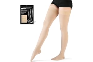 VARCOH Compression Socks for Women Thigh High, Compression Stockings Good for DVT, Pregnancy, Varicose Veins,Edema (XL,Beige)