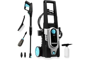 Cecotec Hidrolimpiadora HidroBoost 1600 Car&Bike. 1600 W, Especial para Coche y Bici. Compacta, Potente y Portátil. Botella para jabón y cepillos Especiales. Caudal máx 426 l/h, 135 Bar