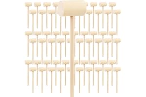 DEAYOU 60 PCS Mini Wooden Hammers Mallets, Crab Mallet Wood Hammer for Chocolate, Breakable Hearts, Small Multi-Purpose Hardwood Cracking Tool Beating Gavel for Lobster, Seafood, Shellfish, Crafts