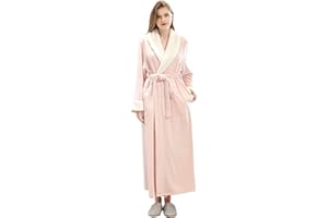 PUTUO Longue Peignoir Femme Robe de Chambre Chaud Hiver Flanelle Peignoir de Bain