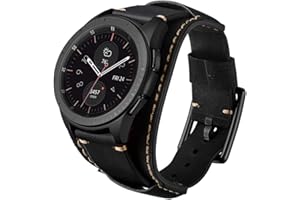 Leotop Pasek kompatybilny z Samsung Galaxy Watch 42 mm / Active 40 mm / Active 2 40 mm 44 mm / Gear S2 Classic / Gear Sport, 20 mm, prawdziwa skóra, pasek do zegarka, dla mężczyzn i kobiet