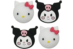 TCPENG® Thumb Grip Caps Compatible with Nintendo Switch/OLED/Switch Lite, Soft Silicone Joystick Grip Cute 3D Analog Stick Cover (Kuromi_Hello Kitty)