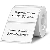 NIIMBOT B1/B21/B3S Etikel Yazıcı i&ccedil;in Etiketler, 2" x 1.2" (50&times;30 mm) Su Ge&ccedil;irmez Etiket Kağıdı Nakliye Adresi Kendinden Yapı