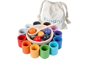 KidMigo Montessori Spielzeug 2 Jahre, Holz Sortier Stapelspielzeug, Montessori Spielzeug Baby, Sensorik Spielzeug & Lernspielzeug für Vorschule für Farbsortierung und Zählen, Geschenk für 2 3 4 Jahre