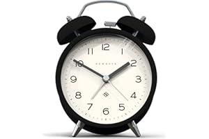 NEWGATE ® Charlie Bell Echo Budzik, mały, współczesny budzik nocny, akcesoria do sypialni, budziki, zegar biurkowy, zegar kominkowy, zegar nocny, cyfry arabskie (czarny)