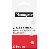 Neutrogena Clear &amp; Defend Hydrocolloid Patches for Imperfections, 30 pcs | For Sensitive Skin, Reduce Pimples, Absorb Impurit