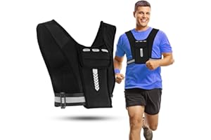 Cutyerbee Reflective Running Vest - Adjustable Run Vests Lightweight Chest Phone Brace Water Bottle Pocket Adjustable Waistband with Reflectors for Men/Women Cycling Hiking Jogging Black