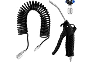 Knpwer Air Duster Blow Gun with 5 Metre Recoil Blow Dust Gun Quick Connects Cleaning Kit for Lorry Truck Car(4 * 6mm)
