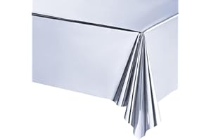 POPOYU Tovaglia Argento Decorazioni per Feste di Compleanno,137x274cm Tovaglia per Feste,Tovaglia da Colorare Decorazioni,Gigante Carta Tovaglia per Bambini Baby Shower,Matrimonio,Natale