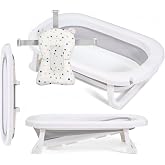 Ms Babyworld &ndash; Flexible Folding Bathtub for Babies up to 24 Months, Reducing Seat Cushion for Newborn, with Non-Slip Feet and