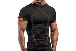 GENERISCH T-shirt rashguard à manches courtes pour homme - T-shirt de compression - Pour l'été et l'extérieur - Respirant