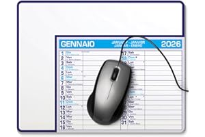 HOLE GADGET Tappetino Mouse Calendario Mensile 2026 Grande Pad per Ufficio Planning Mensile da Tavolo e Scrivania Planner Agenda con Note 23x18 Centimetri