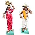 KARRU KRAFFT Handmade Clay Doll Human Working Figure for Gift & Décor, Farmer & Farmer Wife Pair Human Figure Miniature Idol, Housewarming Gifting, Table Décor