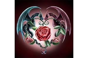 Meecaa Kreuzstich-Set, 11-fädig, geprägt, Drachen-Rose, Blumenmonster, Stickset mit Zubehör, vorgedruckt (36 x 36 cm) (Drache und Rose)