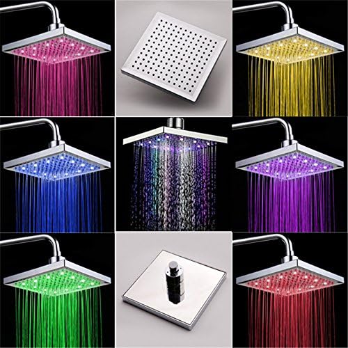 MIWANG Minimalist Creative Glow Temperature Control Shower Top Painted, Bathroom With Shower Only Top-Spout ,A- Temperature Discoloration