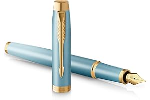 PARKER IM Writing Rituals Fountain Pen, Turquoise Green Finish with Gradient, Gold Trims, Fine Nib, Blue Ink, Gift Box