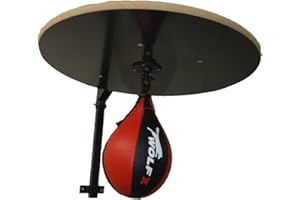 WOLFX New Adjustable Real Leather Speed Ball Folding Black Platform Set Boxing