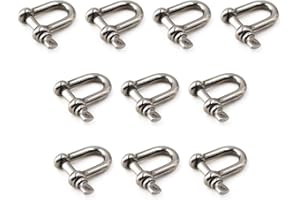 SEERAPHEE 304 Acero inoxidable D anillo grillete Lock para construcción resistente M4 (10 Piezas)