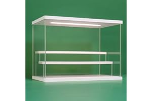 Nonemey Vitrina Expositora Transparente con Luz Led,2/3/4/5/6 Niveles Cajas de Metacrilato de Almacenaje,Antipolvo Caja Organizadora,Vitrina Acrílica para Colecciones (Blanco, 3Tier-31.5*18*23 cm)
