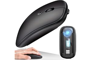 TOVARIN® Super Raton Inalambrico ULTRAPRECISO | Raton Silencioso 2,4G + Bluetooth y Receptor USB Ratón Inalambrico para Ordenador PC, Portátil, Tablet de Windows, iOS y Android (Universal)