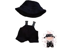 JIOLINK Bekleidung für La 2 Stück Set 17cm Puppe Kleidung DIY Outfit für La Puppen schwarzer Hut, Latzhose Geeignet für Sammler, Kindergeschenke