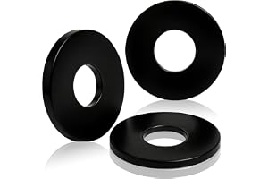 PDKKFF 60 stycken M4x12mm underläggsskivor av plast, nylonunderläggsskivor svarta DIN 9021 / ISO 7093, plana underläggsskivor