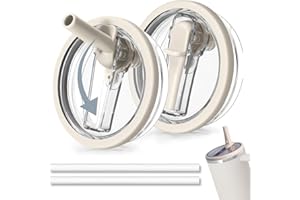 HEYIDAMAI Stanley cup Deckel, 2 Stück Ersatzdeckel für 40oz Becher mit 2 Trinkhalmen, Wiederverwendbarer Auslaufsichere und Staubdichte Tumbler Stanley Deckel