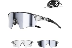 KAPVOE Fahrradbrille Selbsttönend für Herren Damen Photochrome Sport Sonnenbrille Klar Rennrad Brille TR90 Rahmen Schnelle Brille Radfahren MTB Radbrille mit UV400 Schutz Sportbrille für Laufen K198
