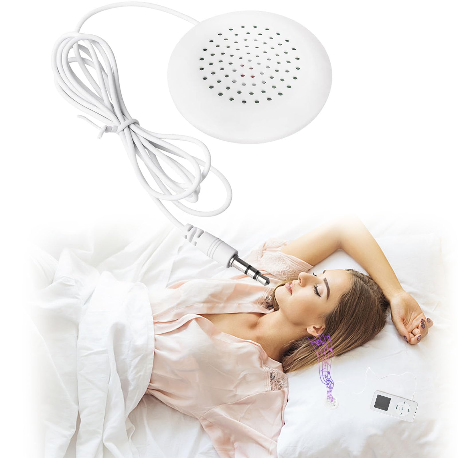 Pillow Speaker, Under Pillow Speaker, Portable Personal Speaker, 3.5mm Mini Speaker, Hypnosis Speaker,Stereo Speaker,DIY Pillow Speaker for MP3 Phone Portable CD with 3.5mm Jack, White, One Size