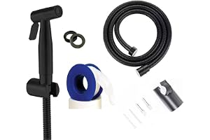 Shattaf Set Handheld Bidet Spryer for toilet | 304 Grade Stainless Steel Bathroom Jet Spray Set Features: Heavy-duty and durable, 150cm BLACK